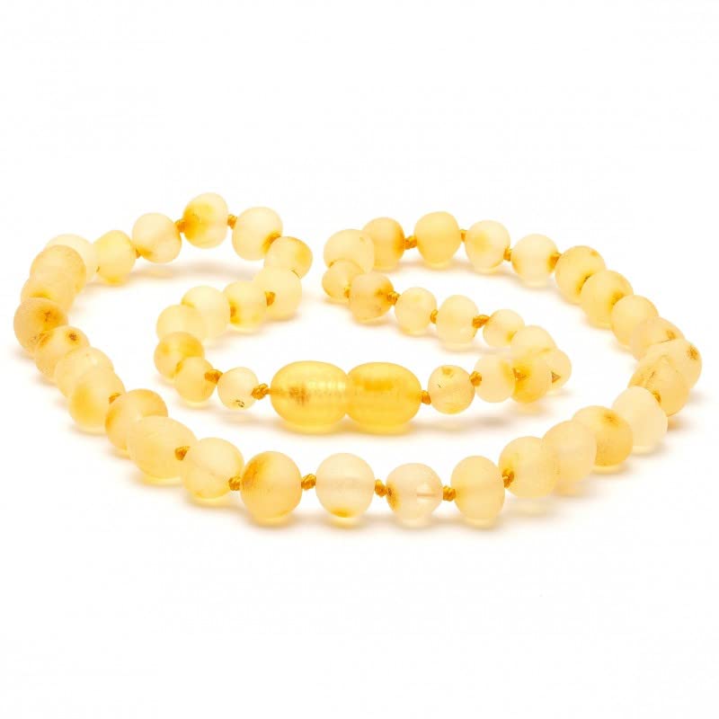 Amber Seven Collar de ámbar báltico en color claro, ámbar limón, tres tamaños 32, 38, 45 cm, cuentas de ámbar de 5 mm, collar de perlas de ámbar verde natural, 38 cm, Gema, Ámbar