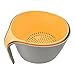 MiHerom Set di Ciotole per scolapasta per Lavaggio a Nido Grande 2 in 1, filtri per Alimenti con impugnature Lunghe e Buone per Lavare Frutta, Verdura, Fagioli, Pasta, Base Antiscivolo (Giallo)