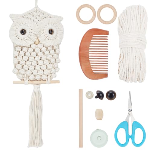 FREEBLOSS Makramee Eulen Set Für Anfänger Makramee Wandbehang Set Makramee Quasten Wandbehang Boho Wandbehang DIY Makramee Set Makramee Eule Wandbehang Dekor Für Erwachsene Geschenk