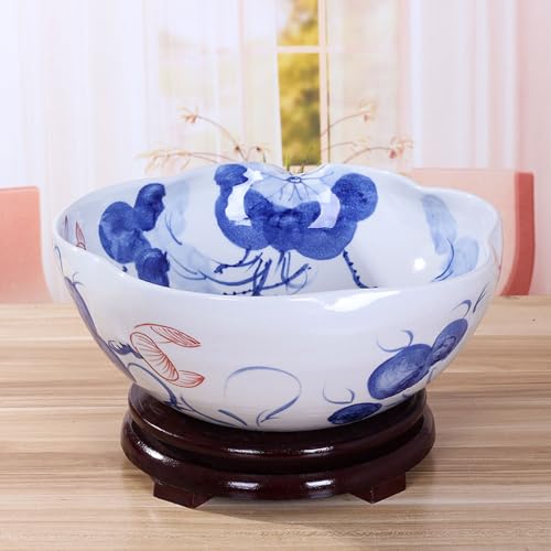 景徳鎮陶器植木鉢 シノワズリ 青と白の磁器 非多孔質鉢 プランター 大型金魚水槽 亀水槽 睡蓮 水仙 グリーンバスケット 植木鉢 オーナメント,A