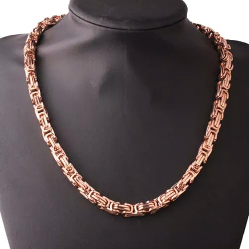 8mm 7-40inch Men Women Rose Gold Plated Stainless Steel Byzantine Chain Necklace3