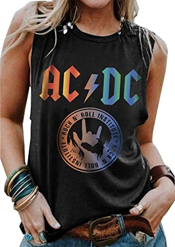Rock & Roll Tank Tops for Women Rock Music Graphic Tees Shirt Summer Sleeveless Graphic Print Tank Top