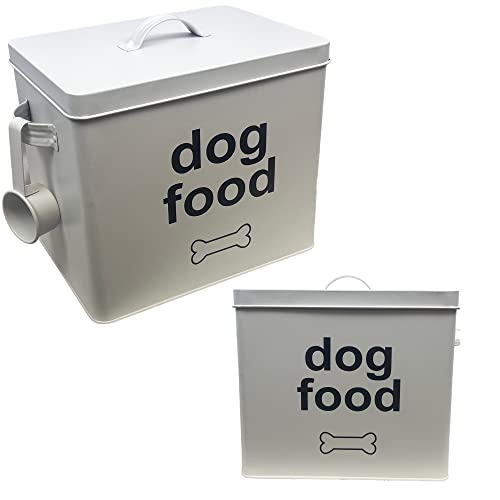 Easy Shopping Dog Food for Dog And Cat with Lid and Spoon Included - White Powder - Carbon Steel Coated – Pet Food Storage Boxes