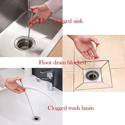 OSOB 60cm Drain Cleaner Sticks, Pipe Dredging Tools Household Hair Cleaner for Kitchen Sink Bathroom Tub Toilet, Pick Up Tool Lifting Grab Grabber