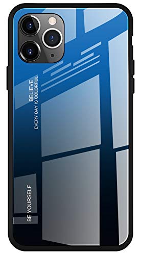 Hülle für iPhone XS, Handyhülle iPhone X Glashülle Hybrid TPU Silikon Rahmen Bumper mit Gradient 9H Gehärtetes Glas iPhone XS Schutzhülle