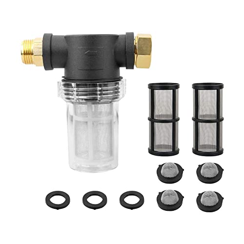 Garden Hose Inlet Filter for High Pressure Washer, Sediment Attachment, 40 Mesh Screen, Extra 2 Pcs 100 Mesh, 3PCS O-Ring and 4PCS Filter Hose Washer