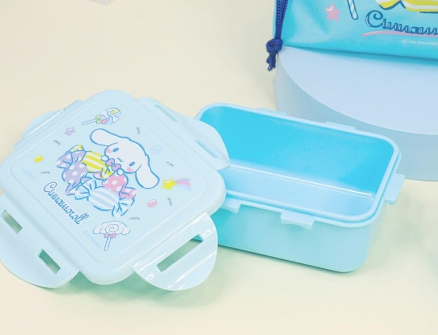 Lilfant Cute Small Bento Box, Lunch Box with Bag, Snack Containers, 5.1 x 3.7 x 1.9 inches (Sky blue)