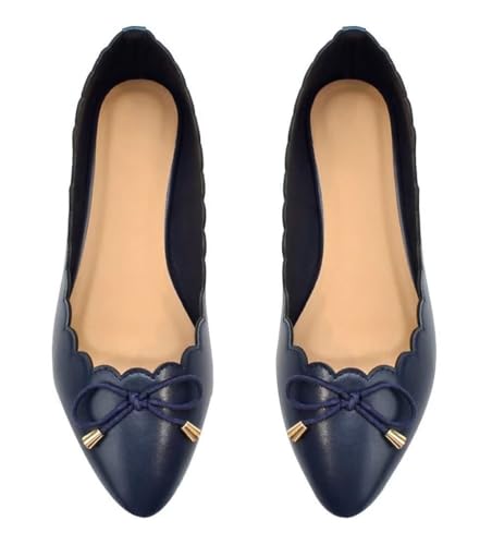 WENJIAZHIZHI Women's Bow-Knot Floral Ballet Flats Dressy Flat Shoes Comfortable Pointed Toe Slip-On Loafers for Women