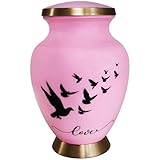 NANIURN Beerdigungsurnen für menschliche Asche für Erwachsene – Ausstellung zu Hause oder in der Nische im Columbarium, Taubenurnen für Asche Erwachsene für Frauen und Männer, rosa Liebesmodelle –