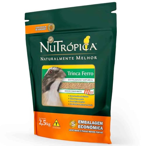 Ração Nutrópica Trinca Ferro Natural Extrusada Mini Bits 2,5kg Alimento Completo Balanceado Super Premium Pixarro Sabiá Pássaro Preto