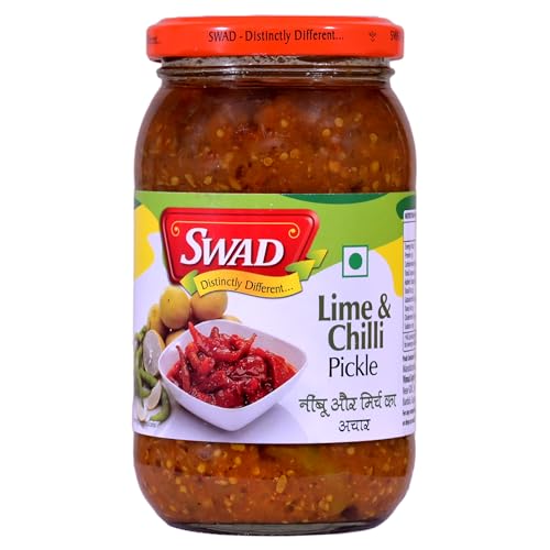 Image of SWAD Mango & Lime Pickle (Aam Nimbu Achar) | 400g Glass Jar | Traditional Indian Spicy Mixed Pickle | Homemade Style, Oil Rich & Authentic Taste | No Artificial Flavours | Ready to Eat with Meals