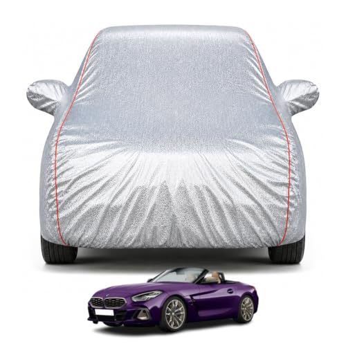 Image of Premium Car Cover for BMW Z4 Model | Waterproof, UV & Dust Protection | Mirror & Antenna Pocket | Triple Stitched, Soft Inner Lining, Belt & Buckle (Metalic Silver)