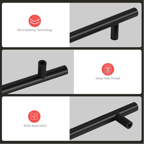 Image of homdiy 40Pack 6-1 /4in Cabinet Handles Black Kitchen Cabinet Pulls Drawer Pulls for Dresser Drawers