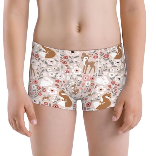 Boys' Cotton Boxer Brief Soft Underwear-Autumn Floral Deer