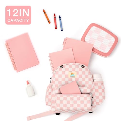 Image of STEAMEDBUN Corduroy Toddler Backpack for Girls 2-4: Kids backpack for Boys Girls - 12 inch Preschool Kindergarten Backpacks - Checkerboard