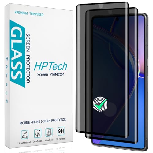 HPTech (2 Pack) Privacy Screen Protector for Google Pixel 7 Pro Anti-Spy Tempered Glass Film 3D Curved Full Screen Coverage Ultrasonic Fingerprint Anti-Scratch Case Friendly