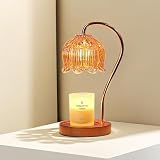 ENFLOKT Candle Warmer Lamp with Timer, Retro Glass Flower Candle Lamp Warmer with Dimmer, Top Down E