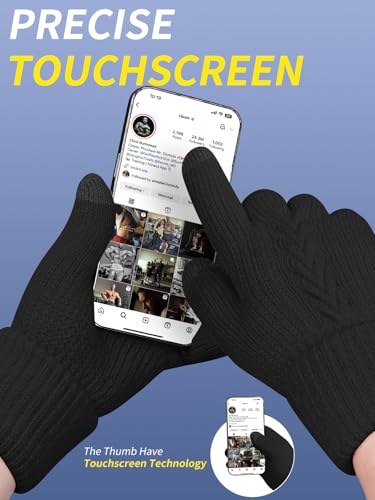 UKNOWISA Handschuhe Winter Damen, Doppelte Thermo mit Fleecefutter Touchscreen Strick wollhandschuhe Laufen Radfahren Fahren für Damen Herren