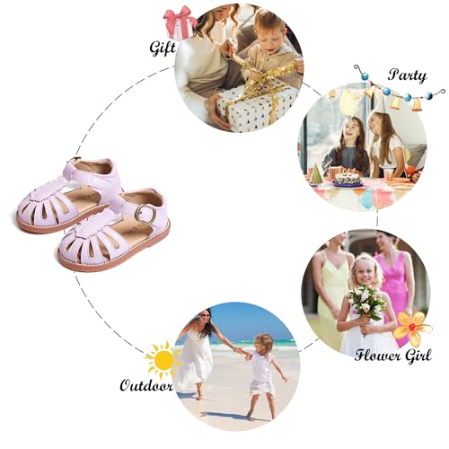 Image of Felix & Flora Toddler Girls Sandals Soft Rubber Princess Flat Shoes Flower Girl Shoes
