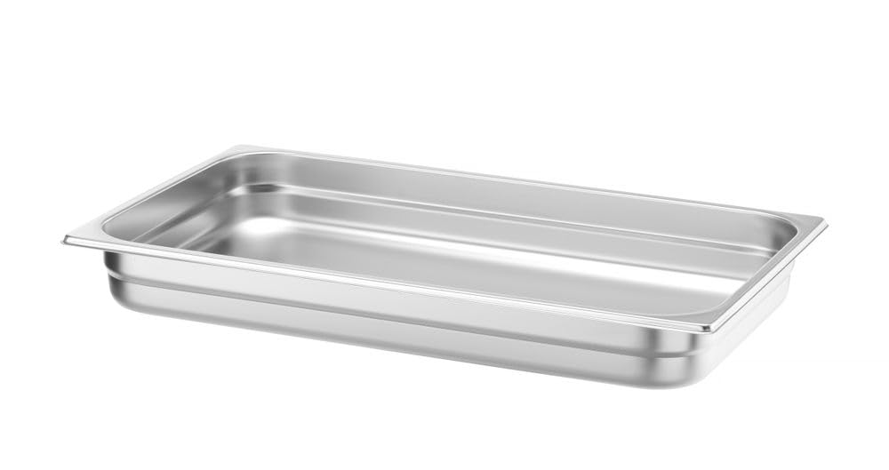 HENDI Contenitore Gastronorm, GN 1/1, resistenza termica -40 °C a 300 °C, compatibile con i forni a convezione, frigoriferi, bagno María, chafing dishes, 9L, 530x325x(H)65mm, acciaio inox 18/10