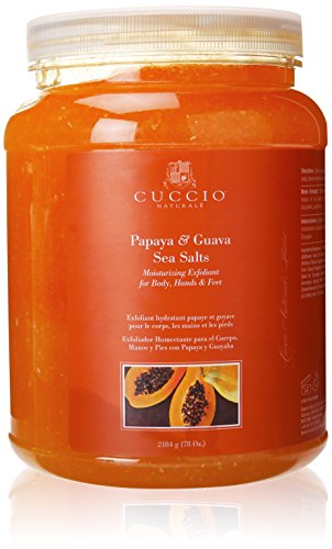 Cuccio Sea Salt Medium Crystals and Fine Salt Scrub, Papaya/Guava, 78 Ounce
