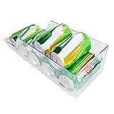 Dependable Industries inc. Essentials Refrigerator Soda Can Organizer for Fridge and Pantry – Clear Plastic Drink Dispenser Bin Holds 9 Standard 12 oz Cans