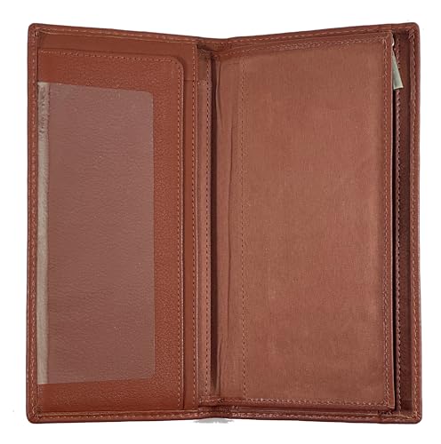 Bullz Premium Leather Checkbook Cover Wallet Organizer with Card Holder (Tan)