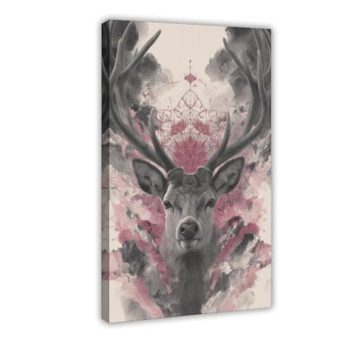 Toile cerf bohème 50x75 cm de décoration pour salon et chambre