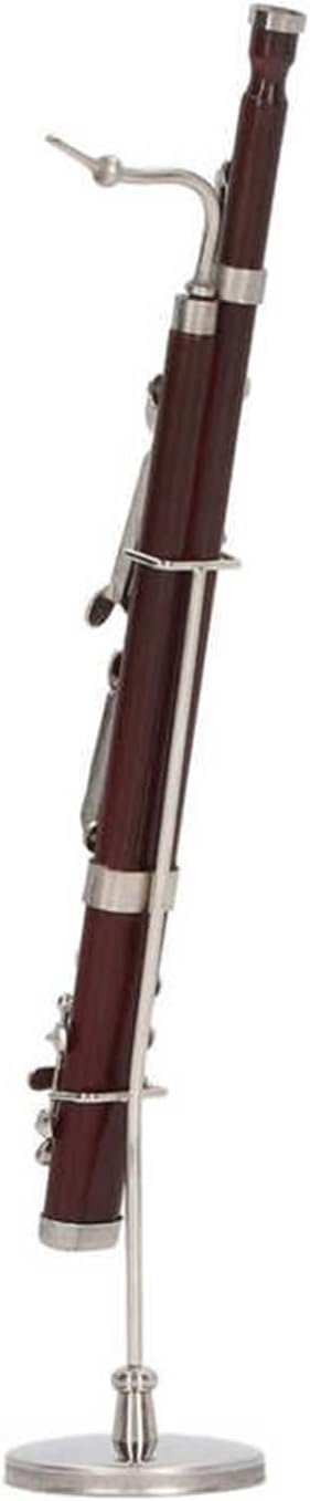 楽器の家の装飾 ミニチュア ファゴット レプリカ スタンドとケース付き ミニ楽器モデル ホームデコレーション 家庭用楽器の装飾品