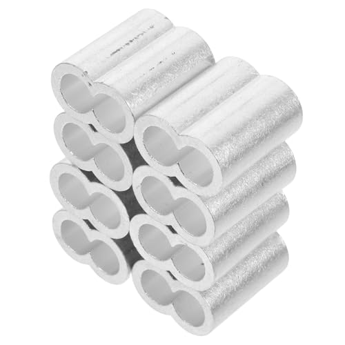Mikinona 8 piezas Manguitos de Engarce de Aluminio Ovalados con Doble Orificio para Cables de Acero Reforzados con Bucle de Cable de Acero para Aplicaciones Industriales y Sujeción Segura