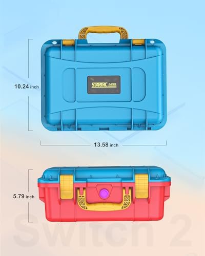 STARTRC GAMES Hard Carrying Case for Nintendo Switch 2, Professional Deluxe IP67 Waterproof, Soft Lining Hard Travel Case for Nintendo Switch 2 Console Pro Controller & Accessories (Blue & Orange) - 4