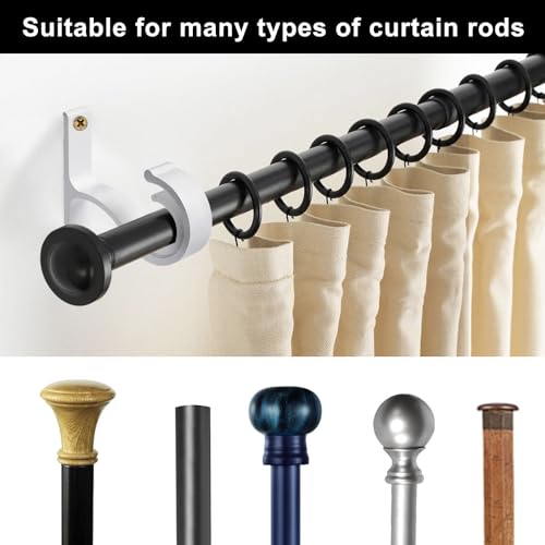 4 Stück Metall Gardinenstangenhalter, Robust Vorhangstangenhalter, Gardinenstange Deckenhalterung Weiß, Gardinenstangenhalterungen, Verstellbare Gardinenstangenhalterung, für Schrank Kleiderschrank