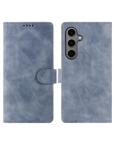 Étui portefeuille Samsung S24 FE en cuir bleu anti-choc
