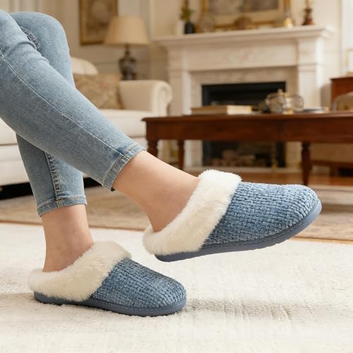 Image of ULTRAIDEAS Women's Breathable House Slippers with Memory Foam, Lightweight Cotton Blend Lining, Indoor Outdoor Slip On Design, Non Slip Rubber Sole for Bedroom, Machine Washable