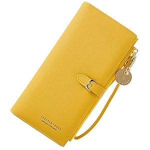 Coopay Damesportemonnee, effen kleuren, grote capaciteit, ritssluiting, praktische portemonnee., geel