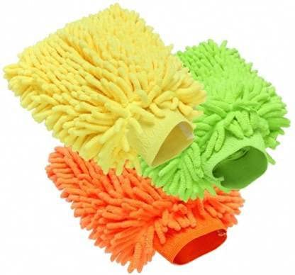 Blue Earth® Double Side Microfibre Cleaning Washing Dusting Hand Mitt Gloves Set of 3