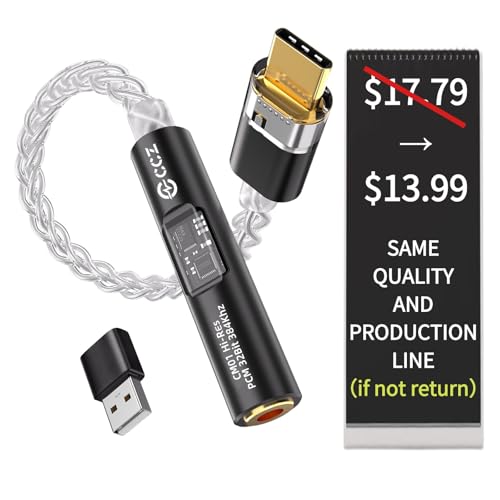 2026 Latest USB C DAC Audio Adapter with Headphone Amplifier, USB C to 3.5mm Audio Adapter for Wired Headphones, Hi-Res Type C DAC Compatible with iPhone 15, Android, Laptop & Tablet (DAC black)
