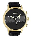 Oozoo Herrenuhr im Racing Look mit Lederband 50 MM Goldfarben/Schwarz C10516