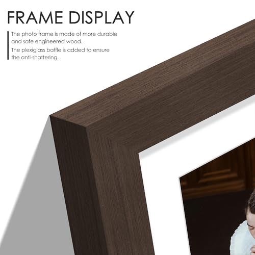 Image of DUENPY 16x38 Collage Picture Frame 4x6 Collage Frame Displays twenty 4x6 inch Photos Available Horizontal Wall Mounting Display and Vertical Walnut