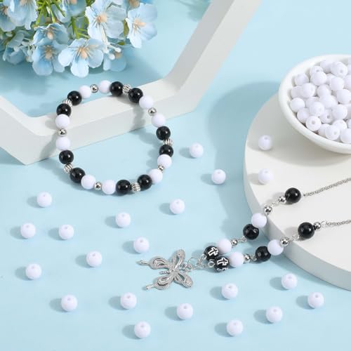 SOFPLATE 500Pcs White Round Bead 8mm Acrylic Beads Bulk Small Smooth Opaque Spacer Bead Jewellery Plastic Ball Loose Beads for Jewellery Making Bracelets Necklaces Earrings Supplies DIY Crafts - Image 4