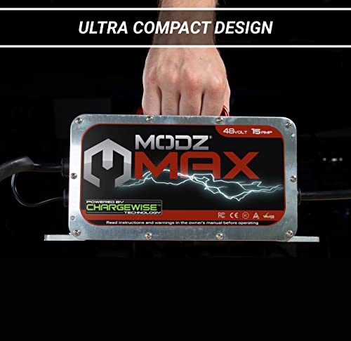 MODZ® Max48 15 AMP Club Car Battery Charger for 48 Volt Golf Carts - 3-Pin Round