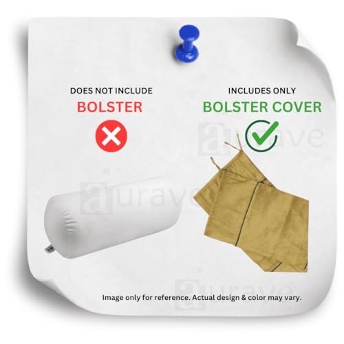 Image of AURAVE Suede 300 TC Printed Bolster Cover with Drawstring Closure, Set of 2, Soft Breathable Durable Machine Washable for Sofa Bed & Home Decor, 15 inchx30 inch, Mehndi Green | Cover Only