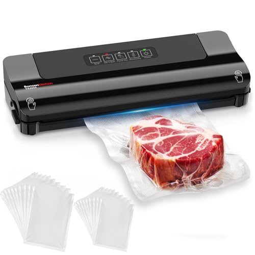Bonsenkitchen Vacuum Sealer, Fast-Compact Vacuum Sealer Machine, High-Speed Continuous Working, Multi-Functional Food Vacuum Sealer with Vacuum Bags & Accessory Hose