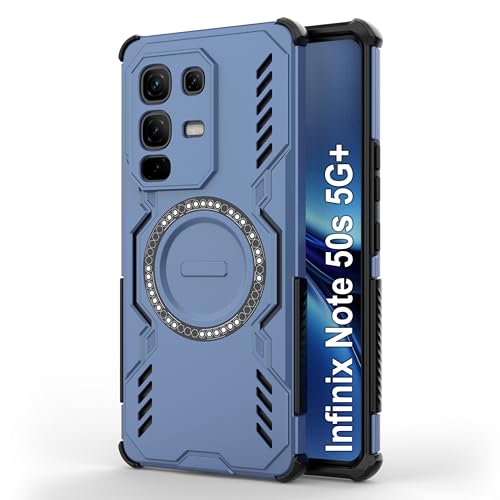 Image of Zapcase Back Case Cover for Infinix Note 50s 5G+ | Magnetic Case with Built-in Metal Ring | Supports MagSafe Charger, Wallet & Car Mount | Shockproof Hybrid PC + TPU | Blue