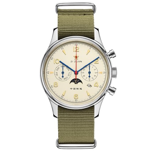 SEAKOSS Klassische automatische mechanische Herrenuhr von 1963, Seagull ST1654-Uhrwerk, 24-Stunden-Kalenderanzeige, Air Force-Pilotenkalender, Herrenuhr