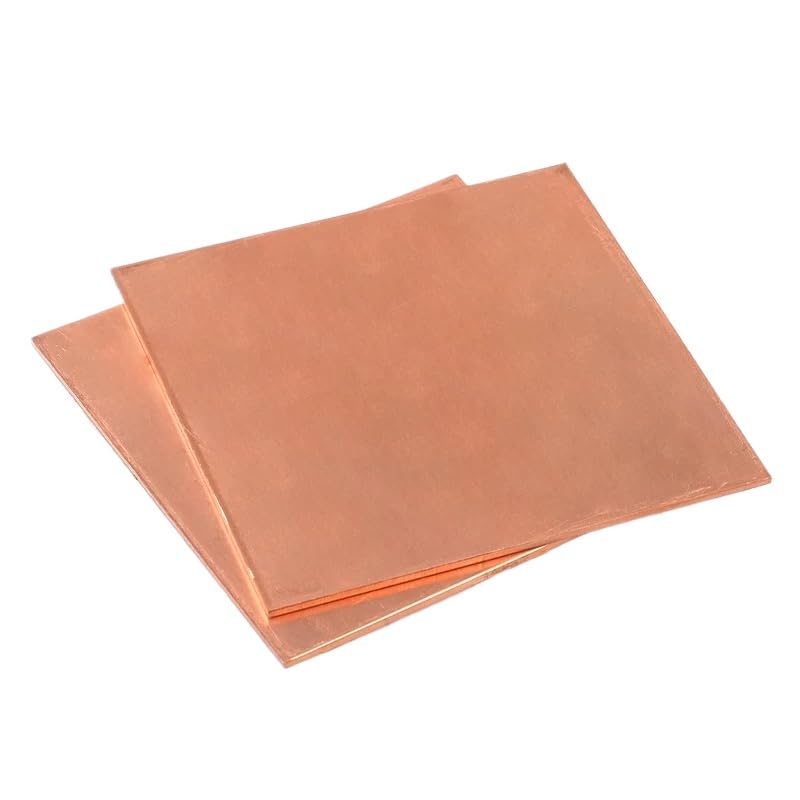 CZYSTA BŁYTA MIEDZI 0,1 mm - 6 mm Grubość Cięte Metalowe Miedziane Kwadratowe Tablica (1,2,5 mm x 200 mm x 300 mm)