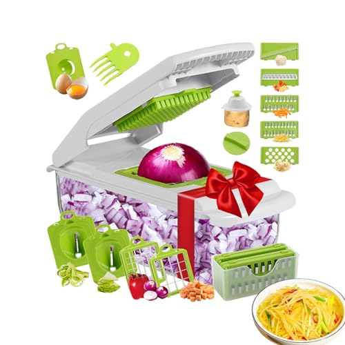 Kustimantu Picador De Verduras - Picador De Verduras Multiusos Para Cocina - Triturador De Cebolla Con Recipiente Y Rallador De Queso Para Patatas Zanahorias Y Ajos Esenciales Del Hogar