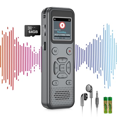 72GB Digital Voice Recorder with Playback - 6000H [Ultra-HD] Voice Activated Recorder Recording Device, Audio Recorder with Noise Reduction, Portable Tape Recorder with Playback, for Lecture, Meeting