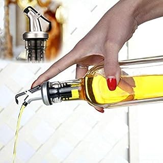 BRKURLEG 5 x Bottle Pourers with Flap, Dosing Pourer for Spirits, Wine Pourer, with Small Metal Flap, for Wine, Schnapps, Olive Oil, Coffee, Syrup, Vinegar, Bottles with Plastic Corks, Oil Pourer