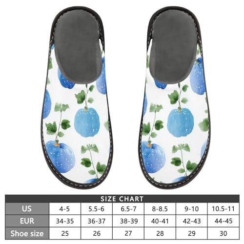 Slippers for Women Blue Fruits with Green Leaves Soft Fuzzy Women's Slippers Indoor and Outdoor Shoes3